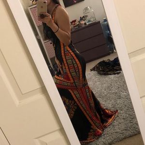 Black and orange pattern summer dress 2019